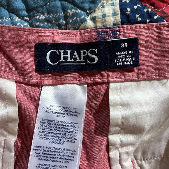 Chaps flat front men’s shorts.  34. Red & blue - Picture 2 of 3